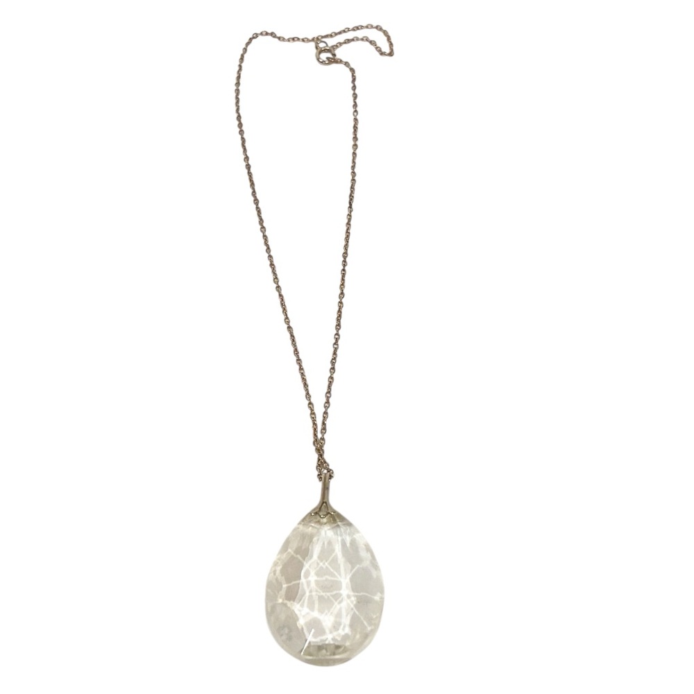 Clear Crystal Charm Pendant Silver Tone Necklace Jewelry